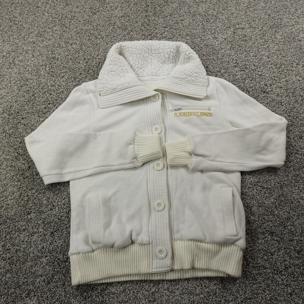 Fox Racing Jacket Womens S White Motocross Fleece Zip Sweater Sweatshirt Y2K 00s